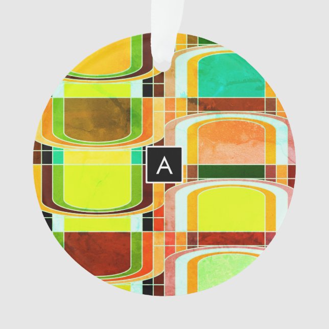 Colorful Funky Retro Inspired Ornament (Front)