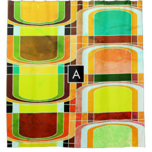 Colorful Funky Retro Inspired Shower Curtain