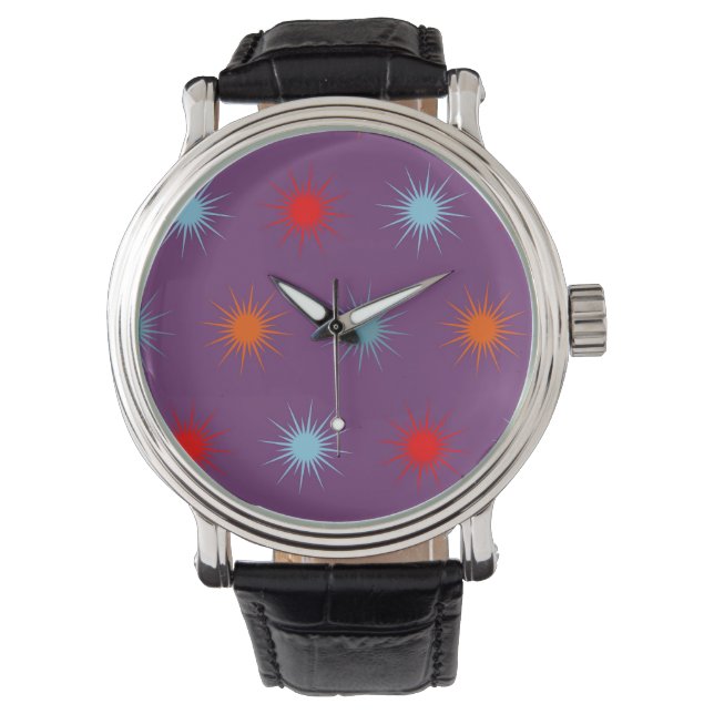 Colorful Funky Star Modern Geometric Pattern Watch (Front)
