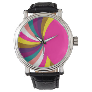 Colorful Funky Stripes Modern Geometric Pattern 2 Watch