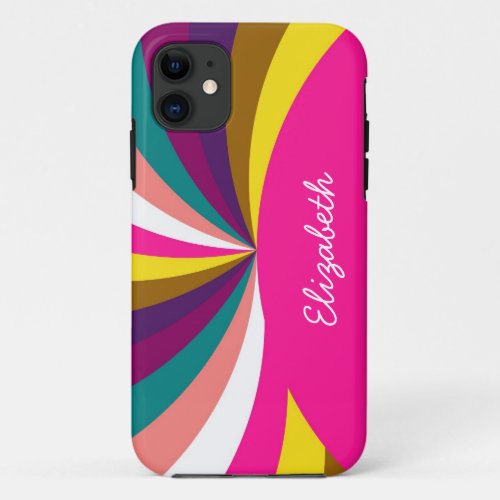 Colorful Funky Stripes Modern Geometric Pattern iPhone 11 Case