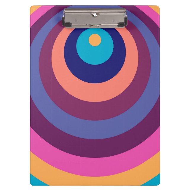 Colorful Funky Stripes Modern Geometric Pattern Clipboard (Front)