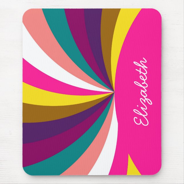 Colorful Funky Stripes Pattern Mouse Pad (Front)