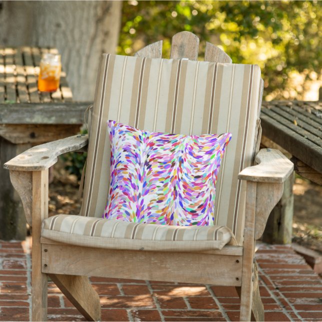 Colorful Funky Summer Paint Splatter Pattern Outdoor Pillow (Chair)