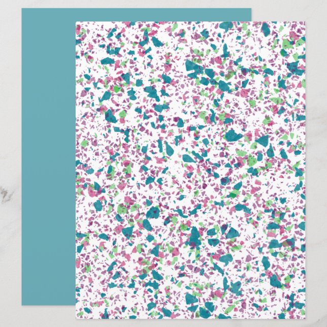 Colorful Funky Terrazzo Art Scrapbook Paper (Front/Back)