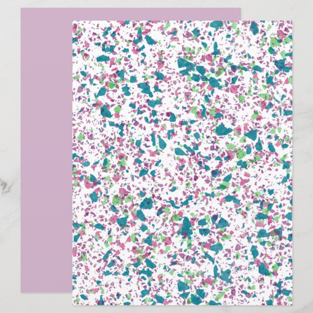 Colorful Funky Terrazzo Art Scrapbook Paper (Front/Back)