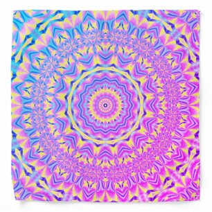 Colorful Funky Trippy Vibrant Jewel Tone Mandala Bandana