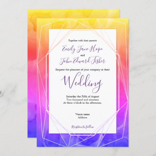 Colorful Funky WatercolorsGeometric Wedding Invitation