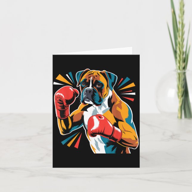 Colorful Funny Boxing Dog Lovers Kickboxing Boxer  Card (Front)