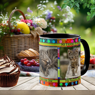 Colorful Funny Cat Mom Photo  Mug