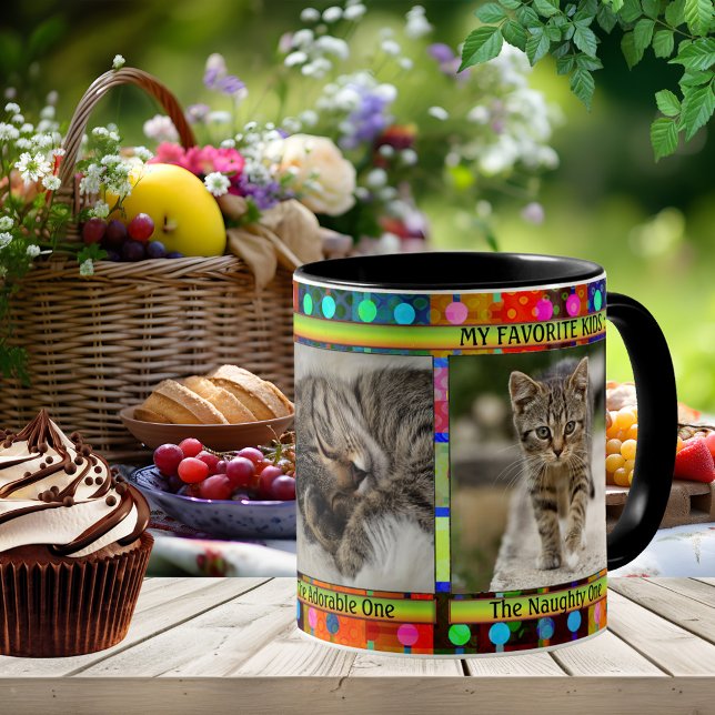 Colorful Funny Cat Mom Photo  Mug (Colorful funny cat mom photo mug. A delightful gift for a mom and cat lover)