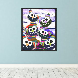 Colorful funny cats canvas print