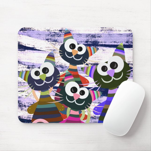 Colorful funny cats mouse pad (With Mouse)