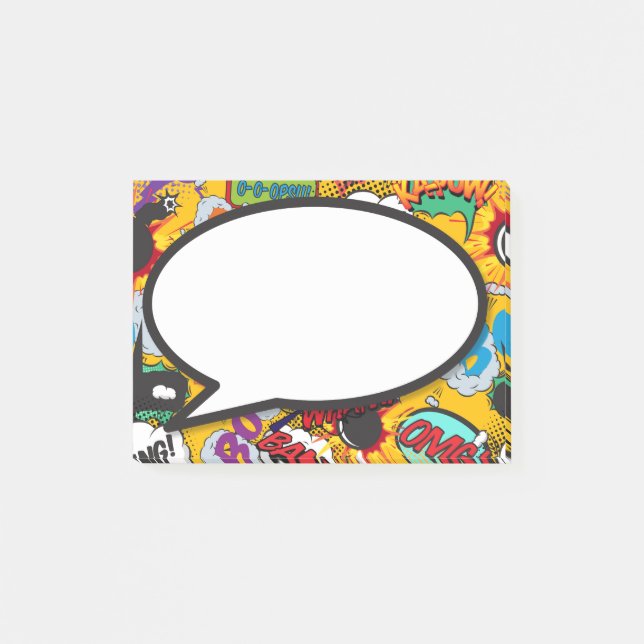 Colorful Funny Comic Book Speech Bubble Post-it Notes (Front)