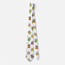 Colorful Funny Funky Cats Pattern Tie