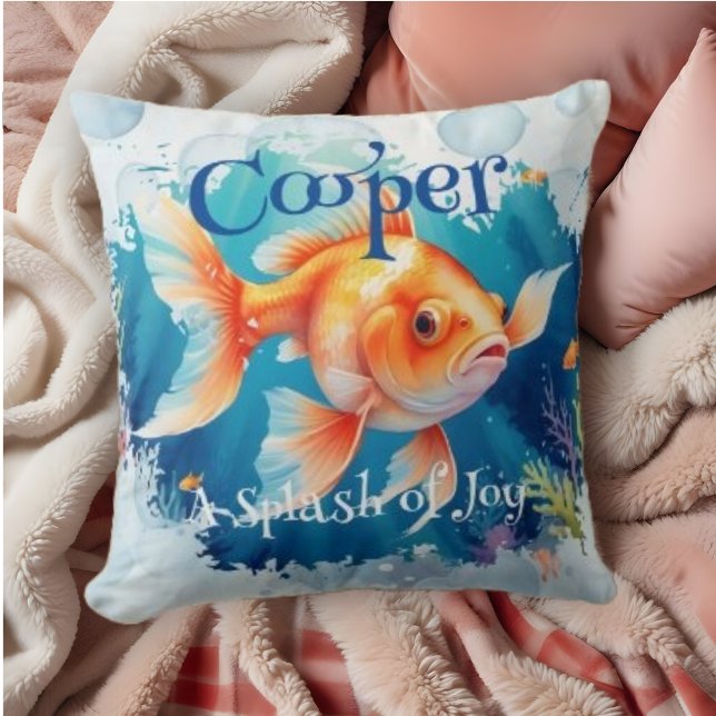 Colorful Funny Goldenfish Pet Fans  Throw Pillow (Celebrate your love for pet goldfish with our Colorful Funny Goldfish Pet Fans Throw Pillow.)