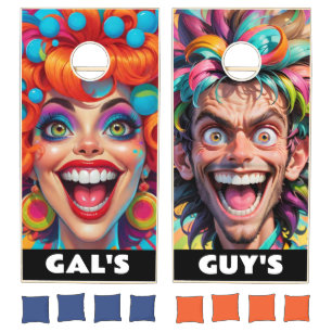 Colorful Funny Humans Cornhole Set