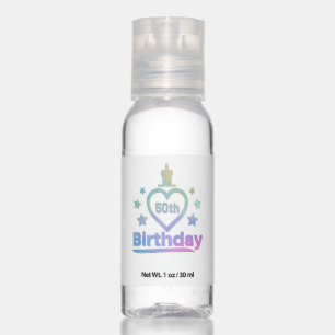 colorful funny I love my 50th birthday design Hand Sanitizer