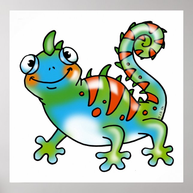 Colorful funny lizard poster (Front)