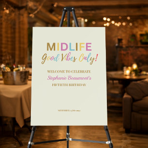 Colorful Funny Midlife Good Vibes 50th Birthday Foam Board