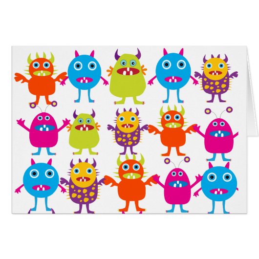 Colorful Funny Monster Party Creatures Bash Cards (Front Horizontal)