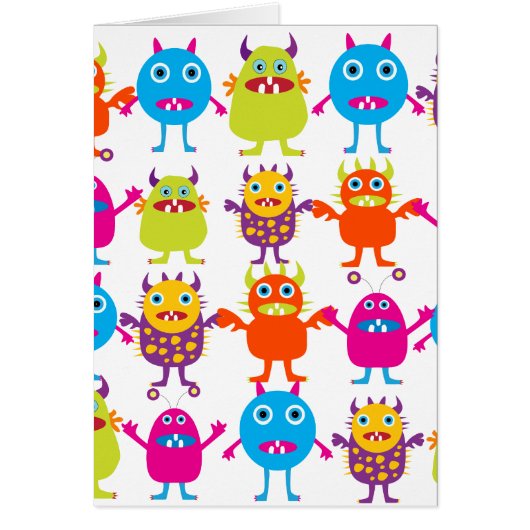 Colorful Funny Monster Party Creatures Bash Cards (Front)
