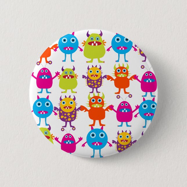 Colorful Funny Monster Party Creatures Bash Pinback Button (Front)