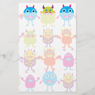Colorful Funny Monster Party Creatures Bash Stationery