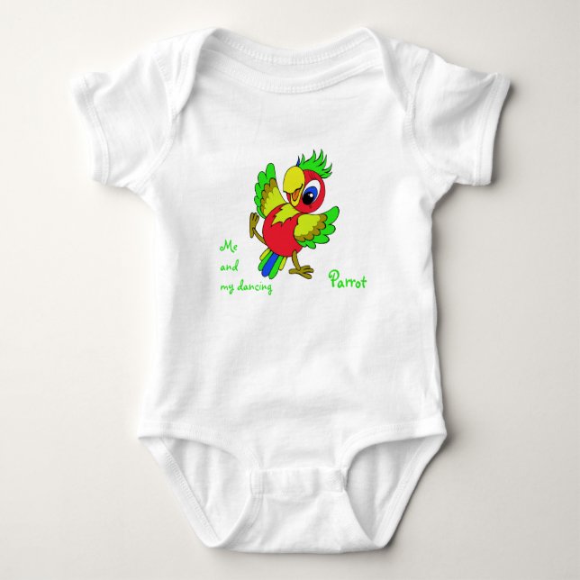Colorful funny Parrot Baby Bodysuit (Front)