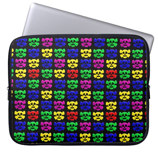 Colorful funny skull laptop sleeve (Front)