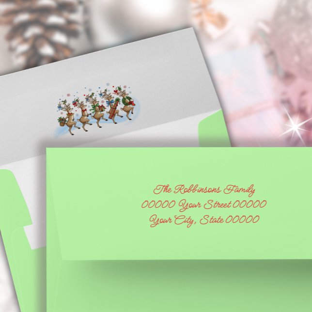 Colorful Funny Stomping Herd of Reindeers  Envelope (Creator Uploaded)
