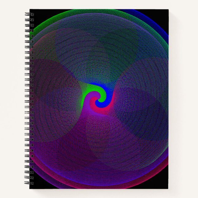 Colorful Fused Center Geometric Spiral Notebook (Front)