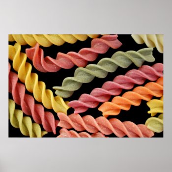 Colorful Fusilli Italian Pasta Poster by sirylok at Zazzle