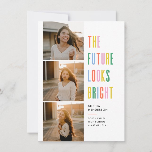 Colorful Future Looks Bright Grad Announcement (Front)