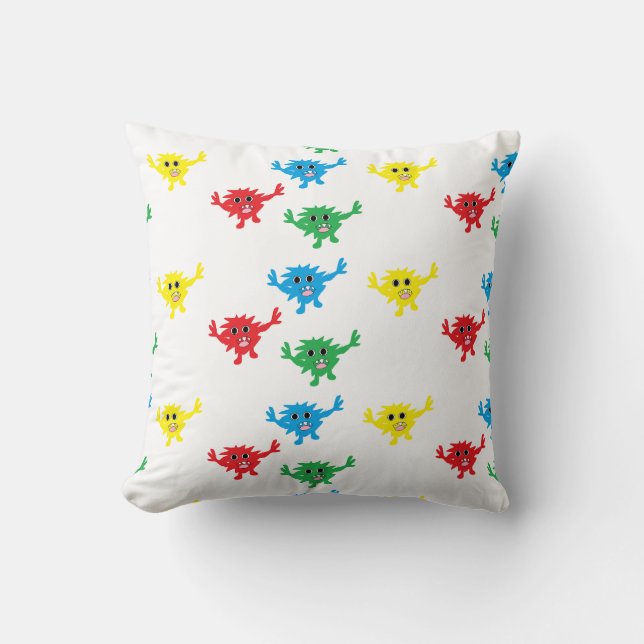 colorful fuzzy monster throw pillow (Front)