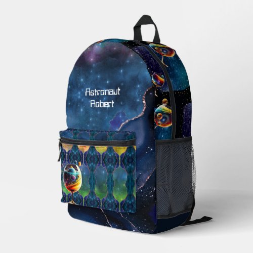 Colorful Galaxies in a glass Custom name Printed Backpack