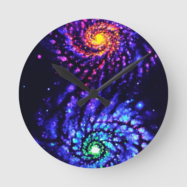 Colorful galaxies round clock (Front)