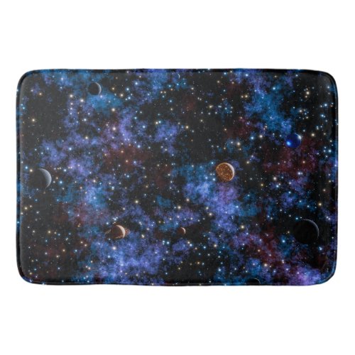 Colorful galaxies stars and planets bath mat