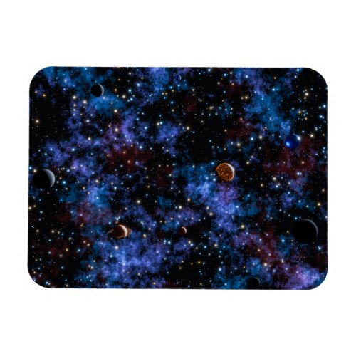 Colorful galaxies stars and planets in night magnet
