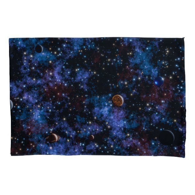 Colorful galaxies, stars and planets pillow case (Front)