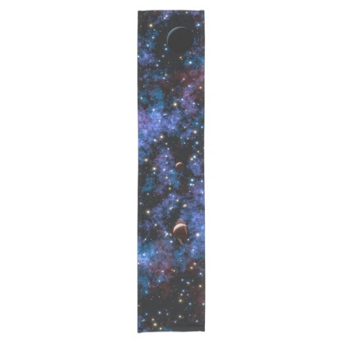 Colorful galaxies stars and planets short table runner