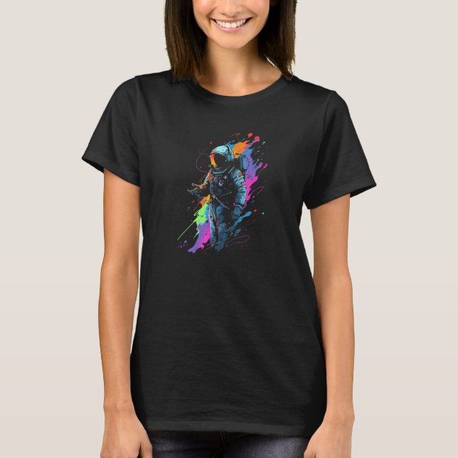 Colorful Galaxy Astronaut Cool Space Traveller Ast T-Shirt (Front)