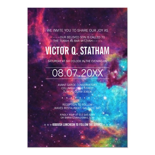 Colorful Galaxy Bar Mitzvah Party Invite