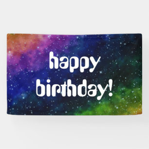 Colorful Galaxy Birthday Party Banner