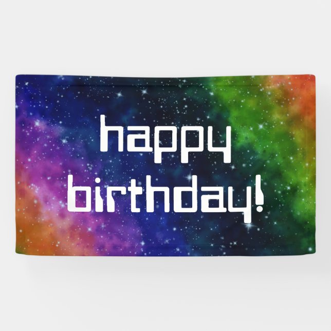Colorful Galaxy Birthday Party Banner (Horizontal)