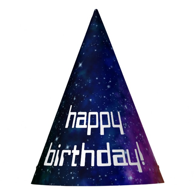 Colorful Galaxy Birthday Party Hat (Front)
