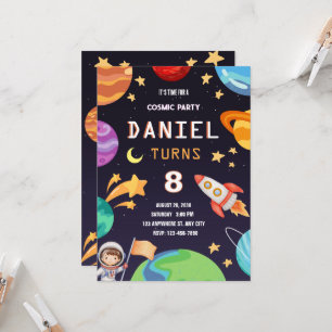 Colorful Galaxy Birthday Party Invitation