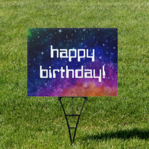 Colorful Galaxy Birthday Party Sign