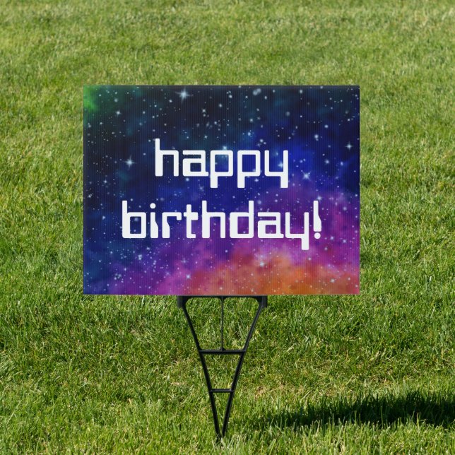 Colorful Galaxy Birthday Party Sign (Insitu)