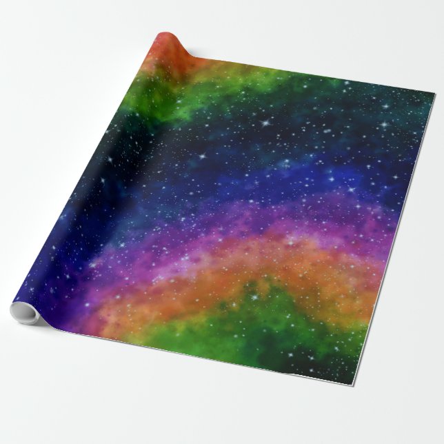 Colorful Galaxy Birthday Party Wrapping Paper (Unrolled)